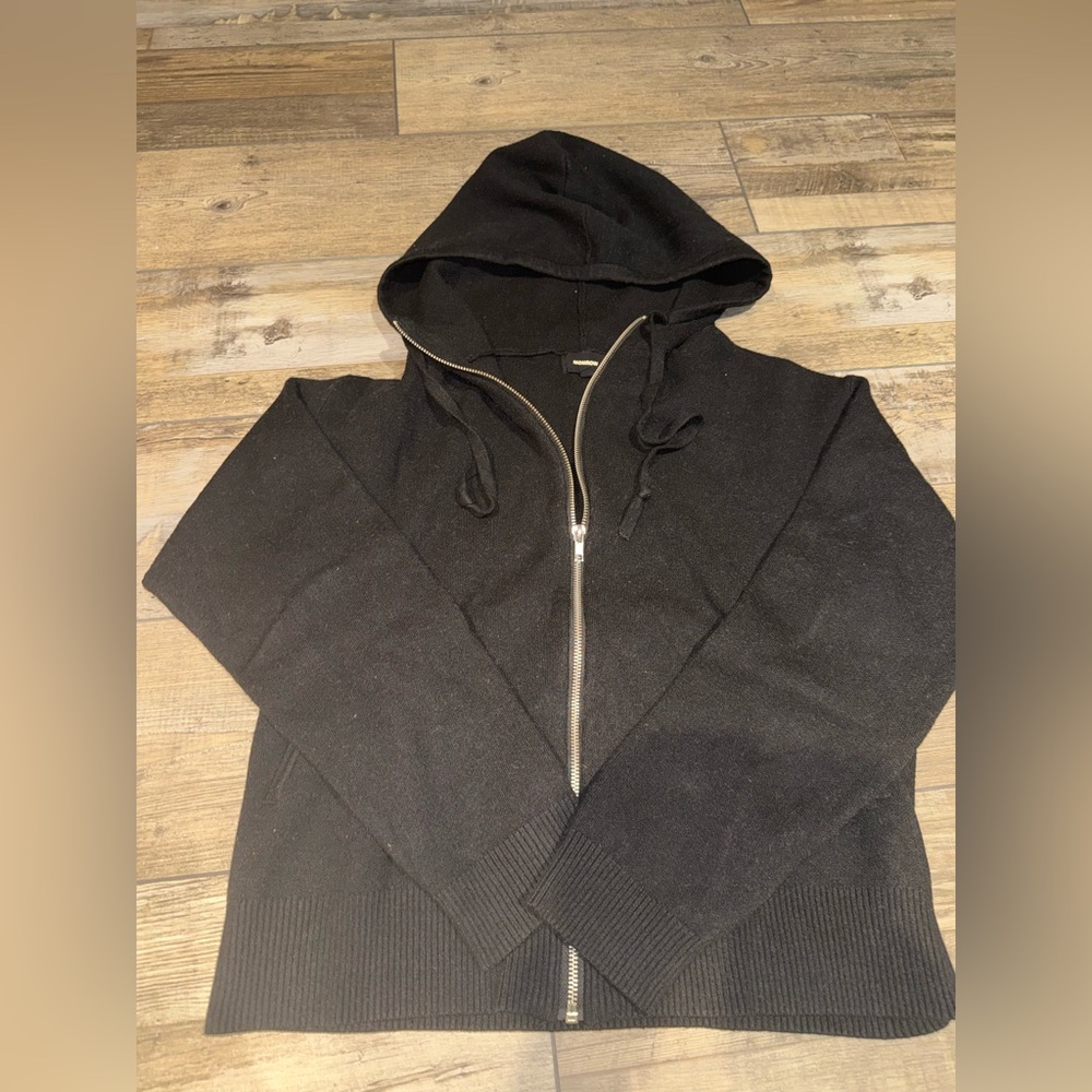 Black Full-Zip Hooded Sweater Monroe Size Small